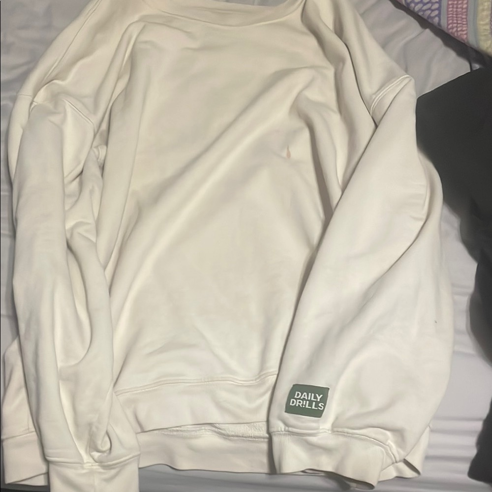 Daily Drills White Crewneck Sweater Soft and Minimalist